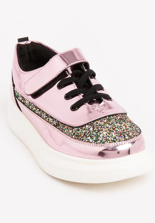 Pop Candy - Girls Metallic Sneaker Mid Pink