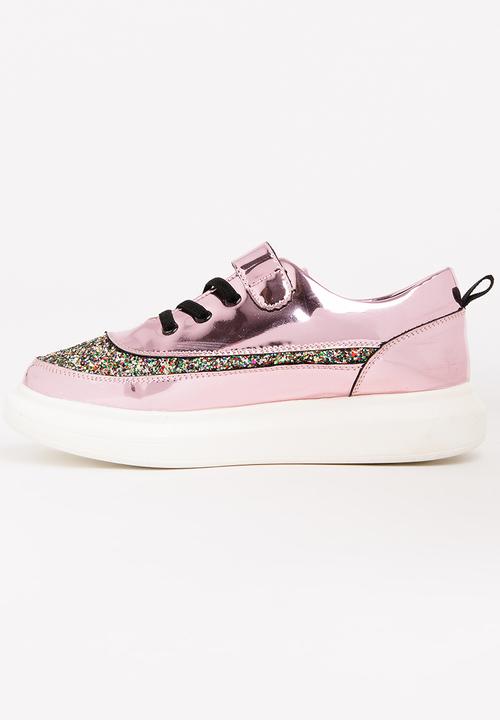 Pop Candy - Girls Metallic Sneaker Mid Pink