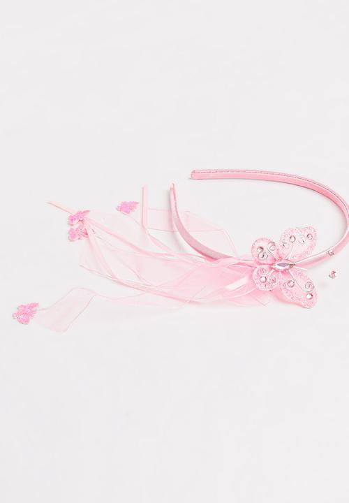 Jewels and Lace - Butterfly Aliceband Mid Pink