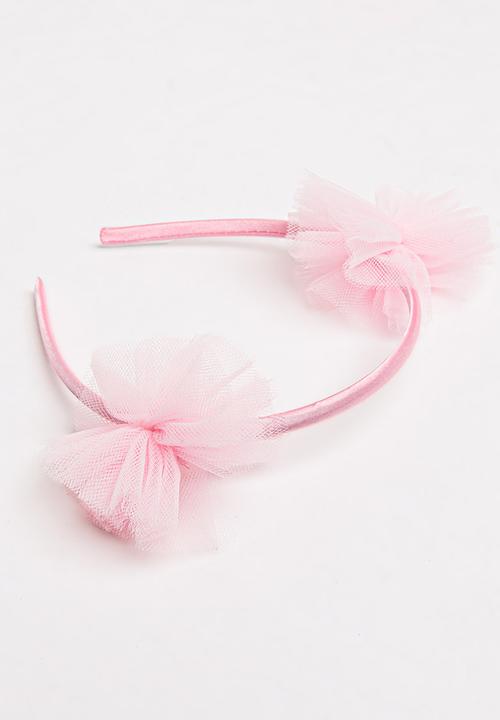 Jewels and Lace - Tulle Pom Pom Aliceband Mid Pink