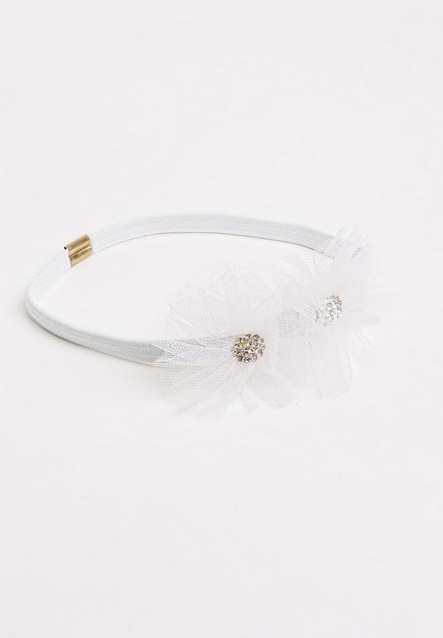 Jewels and Lace - Flower Rhinestone Headband White