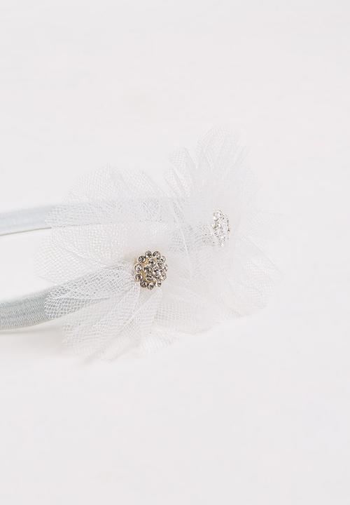 Jewels and Lace - Flower Rhinestone Headband White