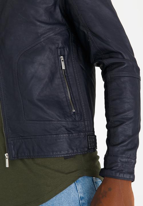 STYLE REPUBLIC - Pensin PU Biker Jacket Navy