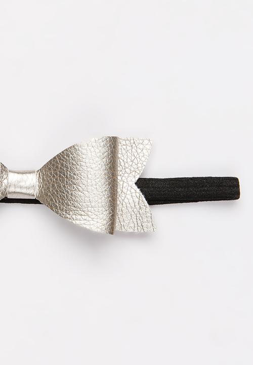 Jewels and Lace - PU Bow Headband Silver