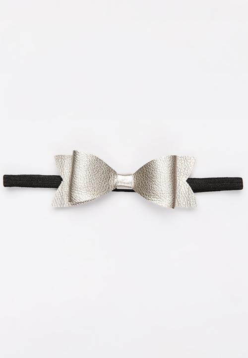 Jewels and Lace - PU Bow Headband Silver