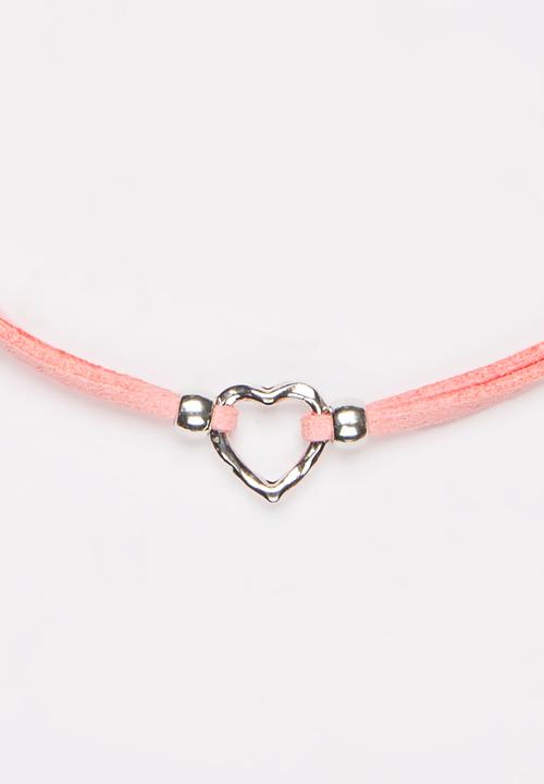 Jewels and Lace - Heart Choker Mid Pink