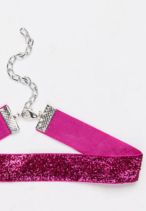 Jewels and Lace - Velvet Lurex Choker Dark Pink