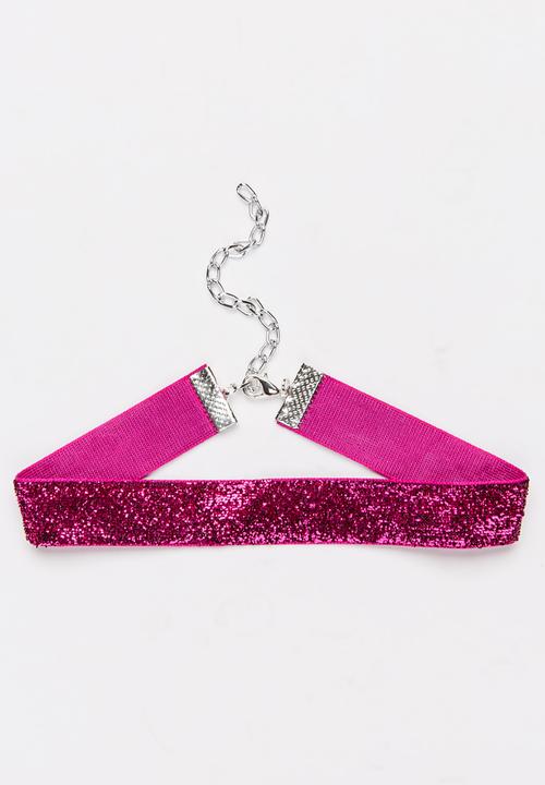 Jewels and Lace - Velvet Lurex Choker Dark Pink