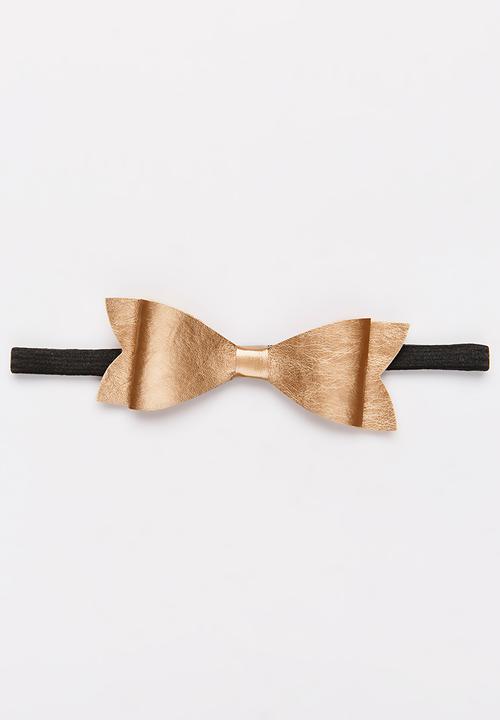 Jewels and Lace - PU Bow Headband Gold