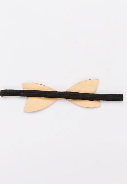 Jewels and Lace - PU Bow Headband Gold