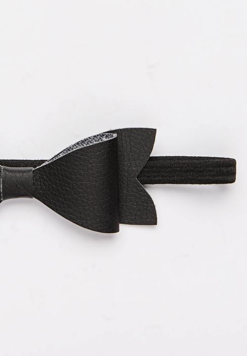 Jewels and Lace - PU Bow Headband Black