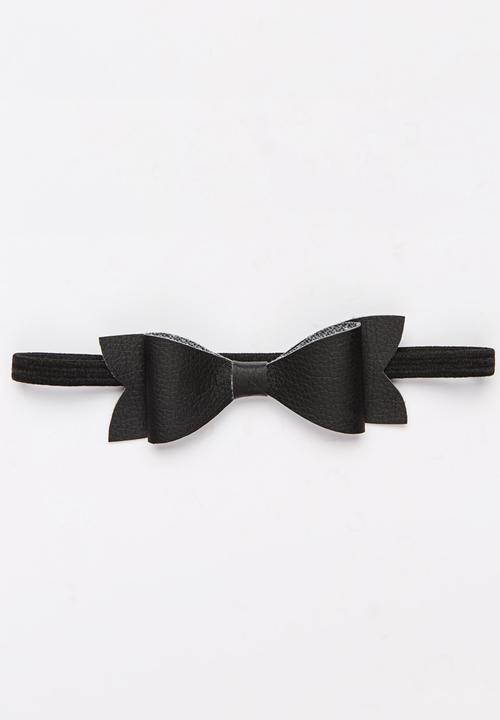 Jewels and Lace - PU Bow Headband Black