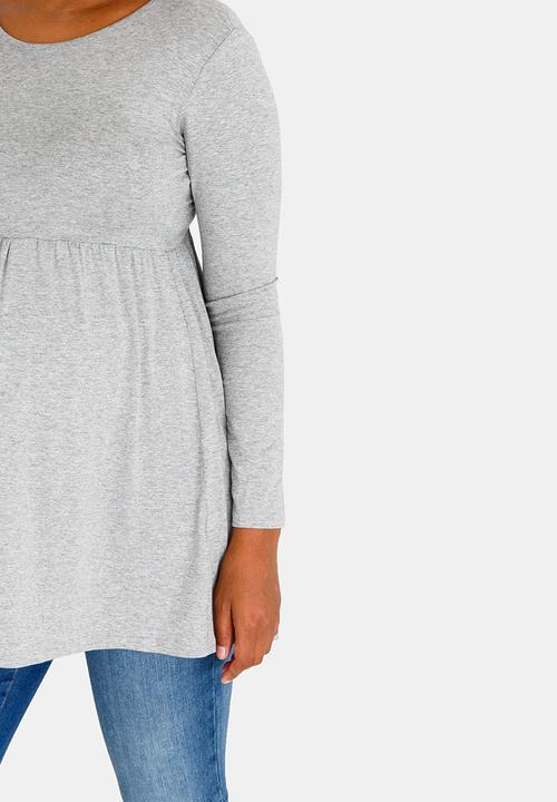 edit Maternity - Long Sleeve T-back Detail Top Grey Melange