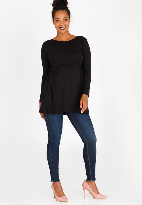edit Maternity - Long Sleeve T-back Detail Top Black