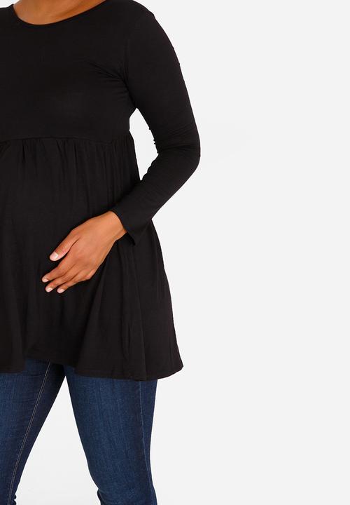 edit Maternity - Long Sleeve T-back Detail Top Black