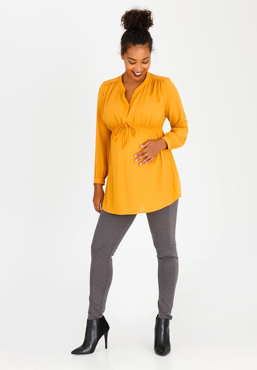 Cherry Melon - Longsleeve Mandarin Shirt Yellow