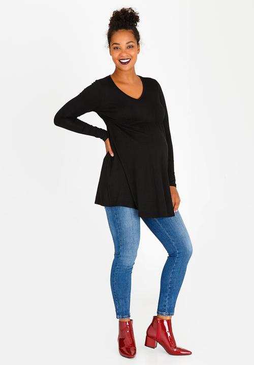 Cherry Melon - Basic Longsleeve Underbust Top Black