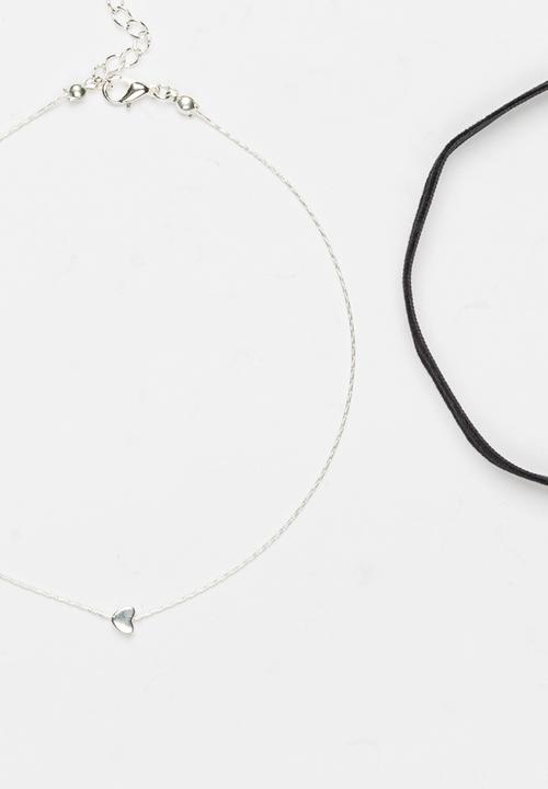Jewels and Lace - Heart Choker Twinpack Multi-colour