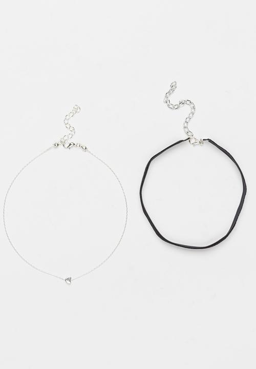 Jewels and Lace - Heart Choker Twinpack Multi-colour