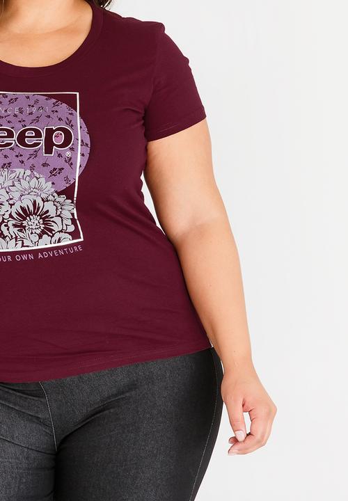 JEEP - Foil Printed Tee Dark Red
