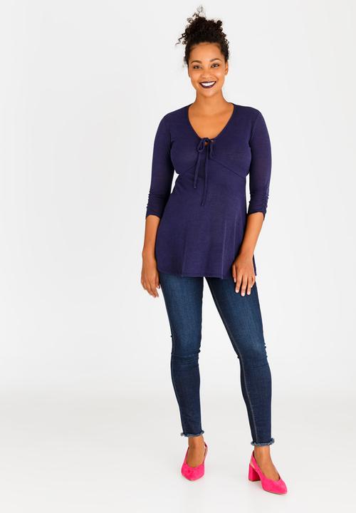 Cherry Melon - V-neck Skater Top Navy