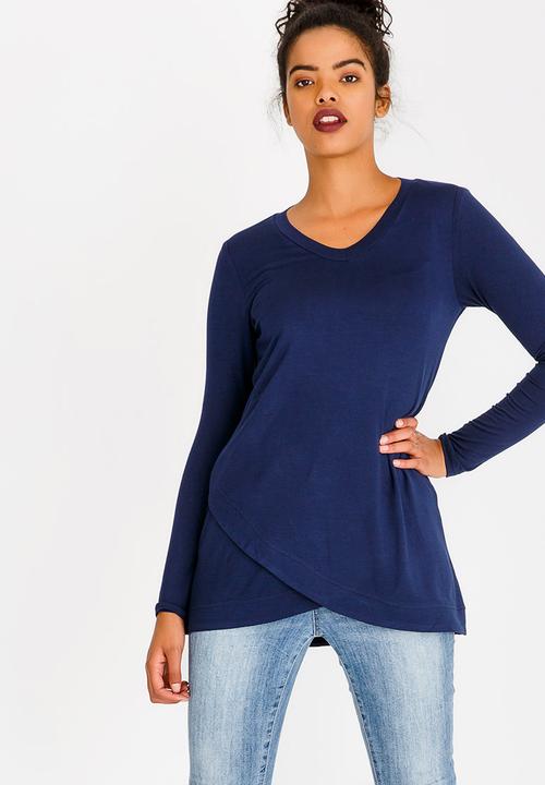 edit - V Neckline Tunic Navy
