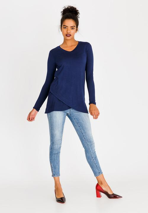 edit - V Neckline Tunic Navy