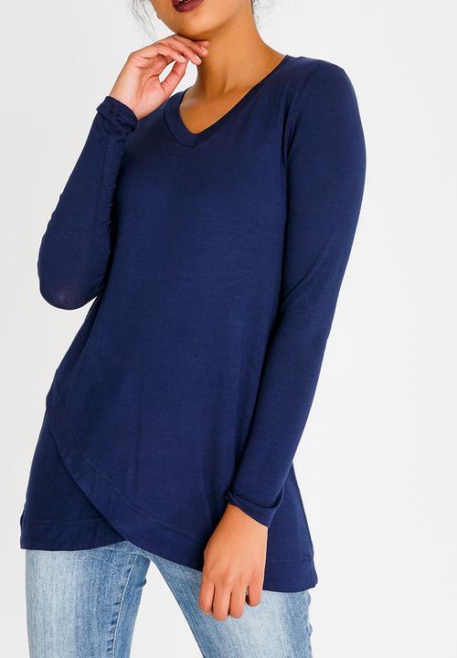 edit - V Neckline Tunic Navy