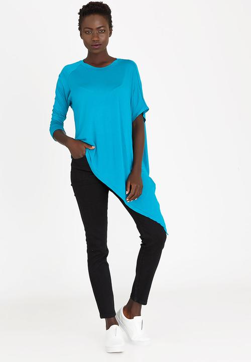 edit - Asymmetric Hemline Top Turquoise