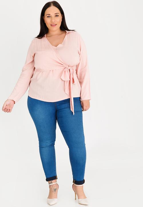 edit Plus - Wrap Front Blouse Mid Pink