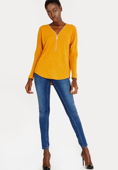 Revenge - Zip Detail Top Yellow
