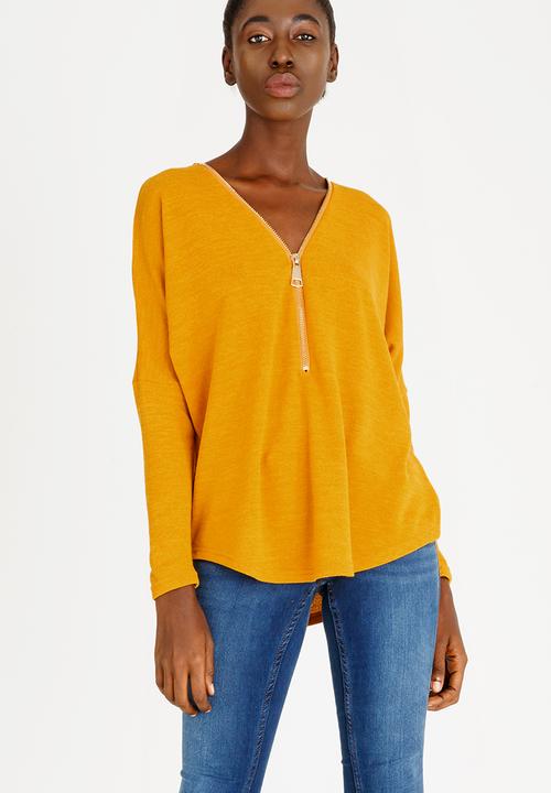 Revenge - Zip Detail Top Yellow