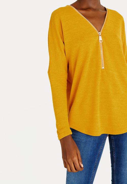 Revenge - Zip Detail Top Yellow