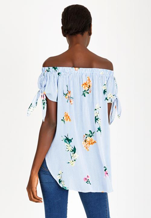 Revenge - Floral Off Shoulder Top Blue
