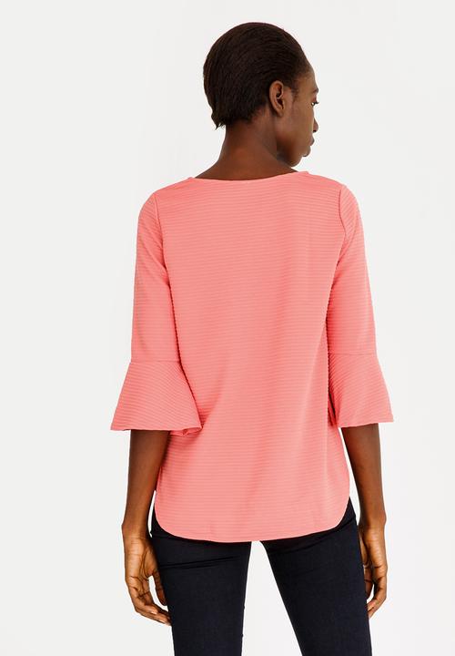 Revenge - Stripe Detail Top Coral