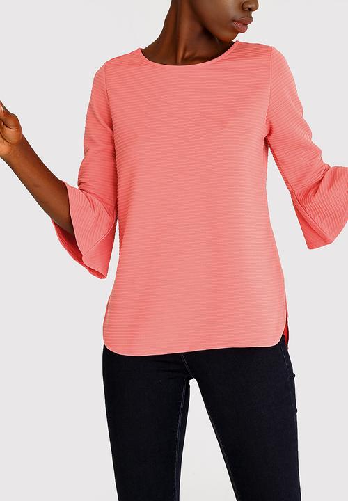Revenge - Stripe Detail Top Coral