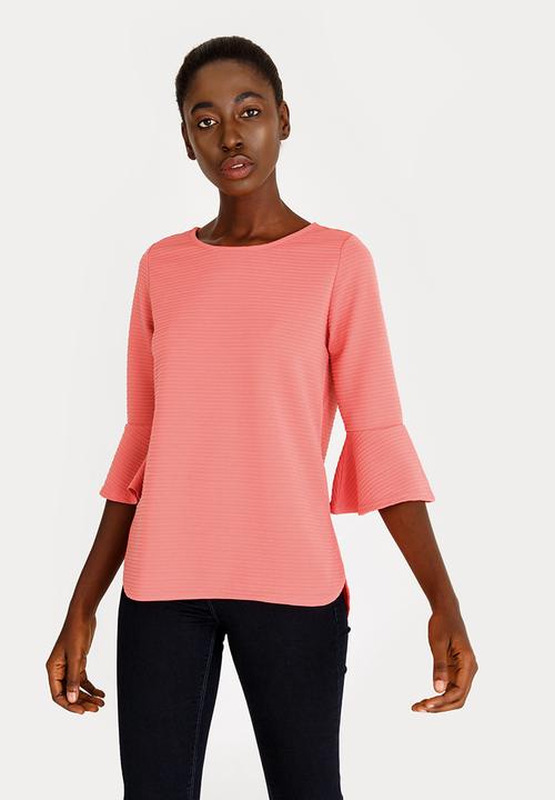 Revenge - Stripe Detail Top Coral