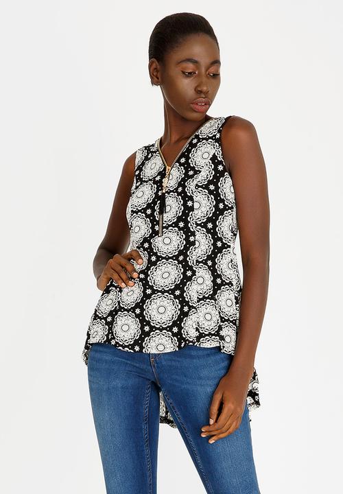 Revenge - Zip Detail Top Black