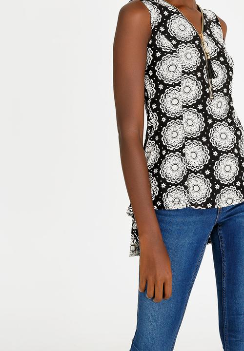 Revenge - Zip Detail Top Black