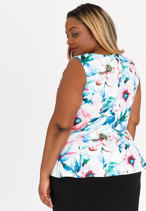 Revenge - Watercolour Sleeveless Blouse Multi-colour