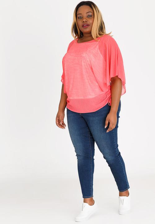 Revenge - Batwing Top Coral