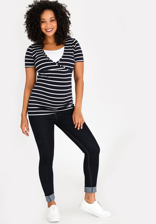 Cherry Melon - Basic Crossover Feeding Top Navy & White