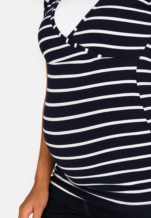 Cherry Melon - Basic Crossover Feeding Top Navy & White