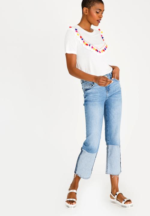 Brave Soul - Tassel Bib T-Shirt Cream