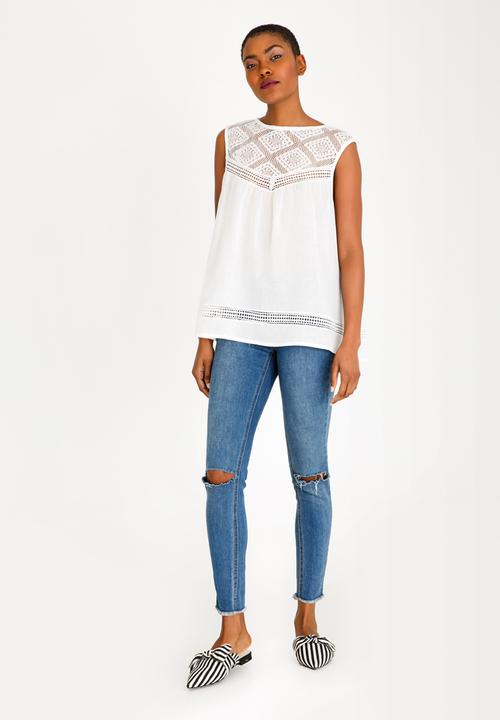 Brave Soul - Crochet Top White