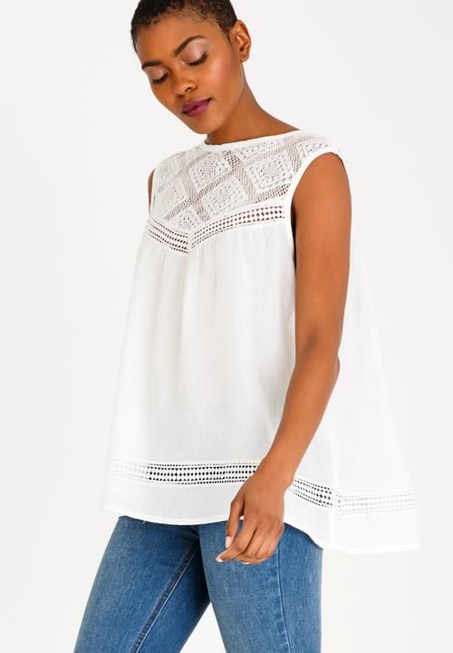 Brave Soul - Crochet Top White