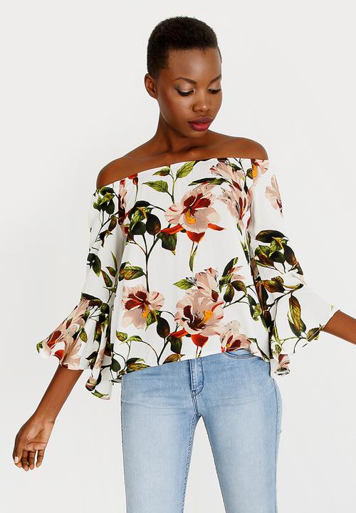Revenge - Off Shoulder Floral Top Multi-colour