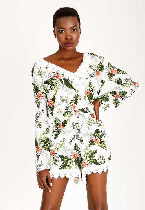 Brave Soul - Lace Detail Playsuit White