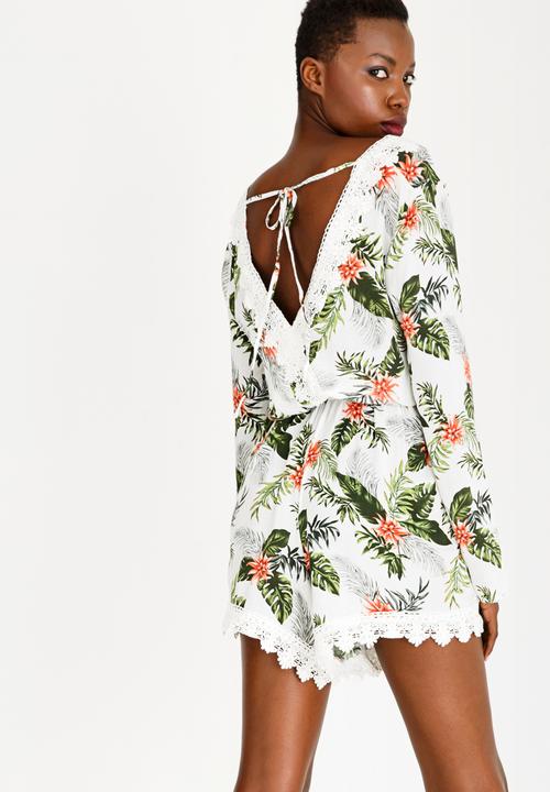 Brave Soul - Lace Detail Playsuit White