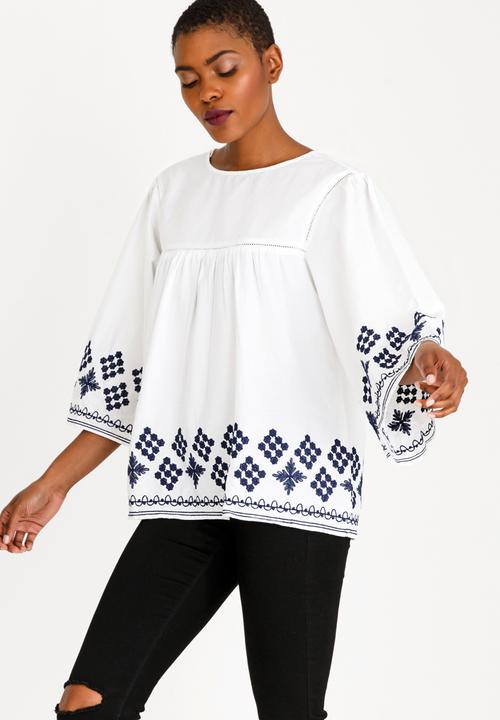 Brave Soul - Embroidered Blouse Blue